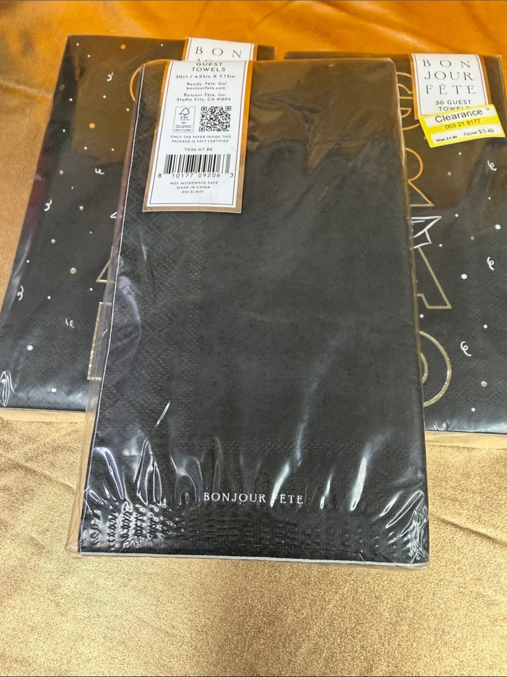 Graduation 'GRAD' Black & Gold Guest Napkins - Pack of 3 all new 90 count towels